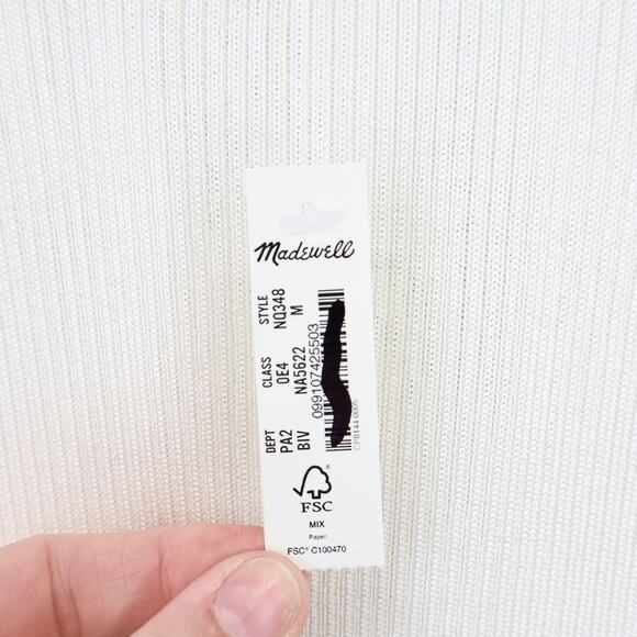 NWT Madewell Scoopneck Sweater Tank Slim Fit Drapey Ribbed Ivory Size Medium - Picture 6 of 7